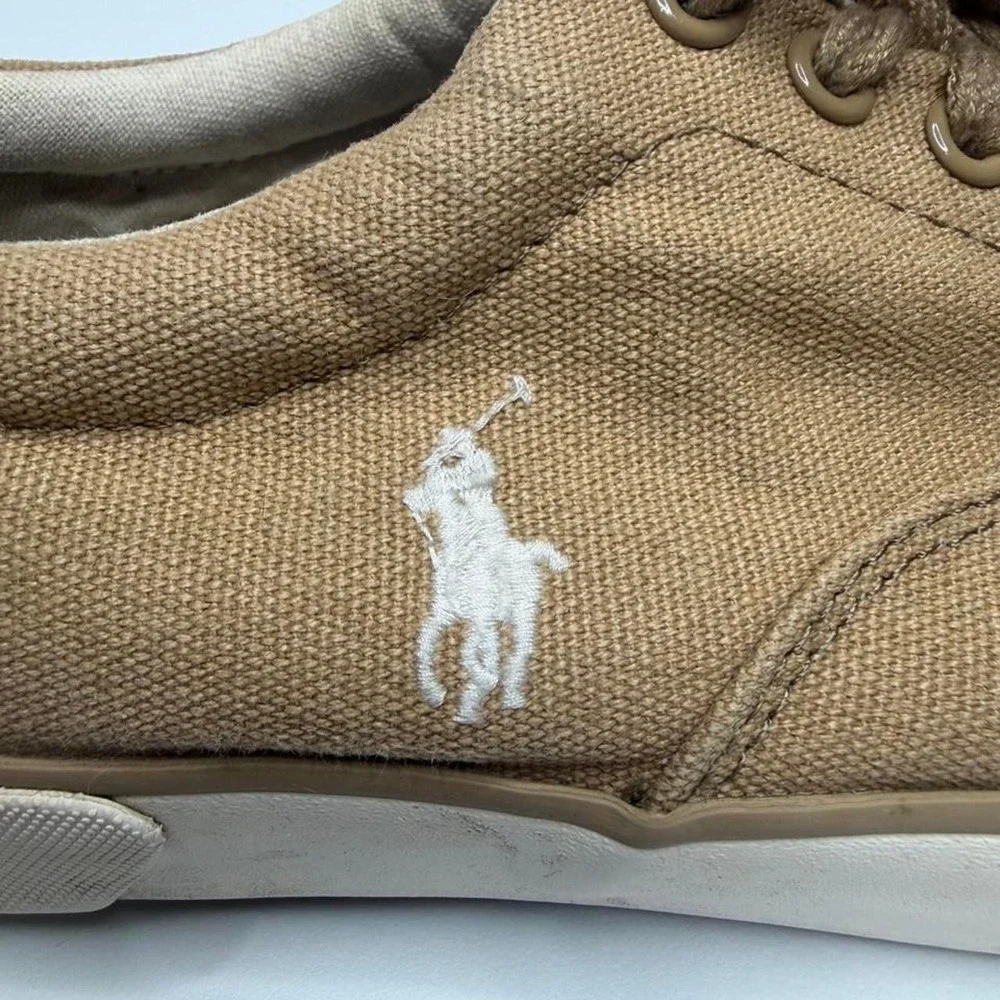 Polo Ralph Lauren Forestmont II Canvas Sneakers Men's 10.5 Tan Khaki Preppy